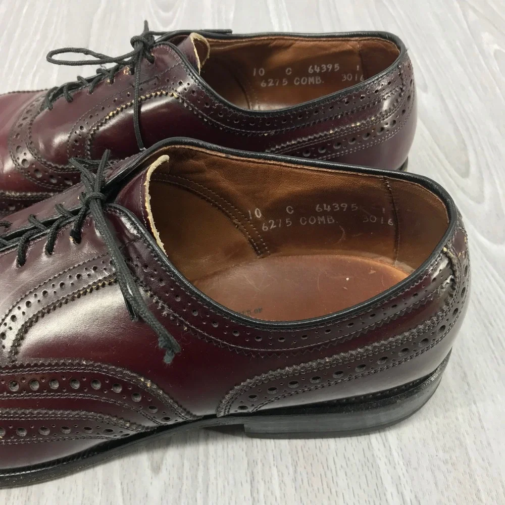 Allen Edmonds McAllister Burgundy Wingtip Oxford Dress Shoes Mens 10 C 6215